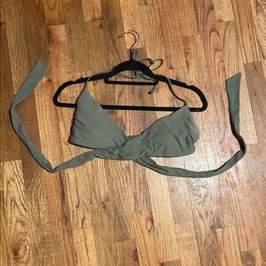 Aerie olive green wrap bikini top